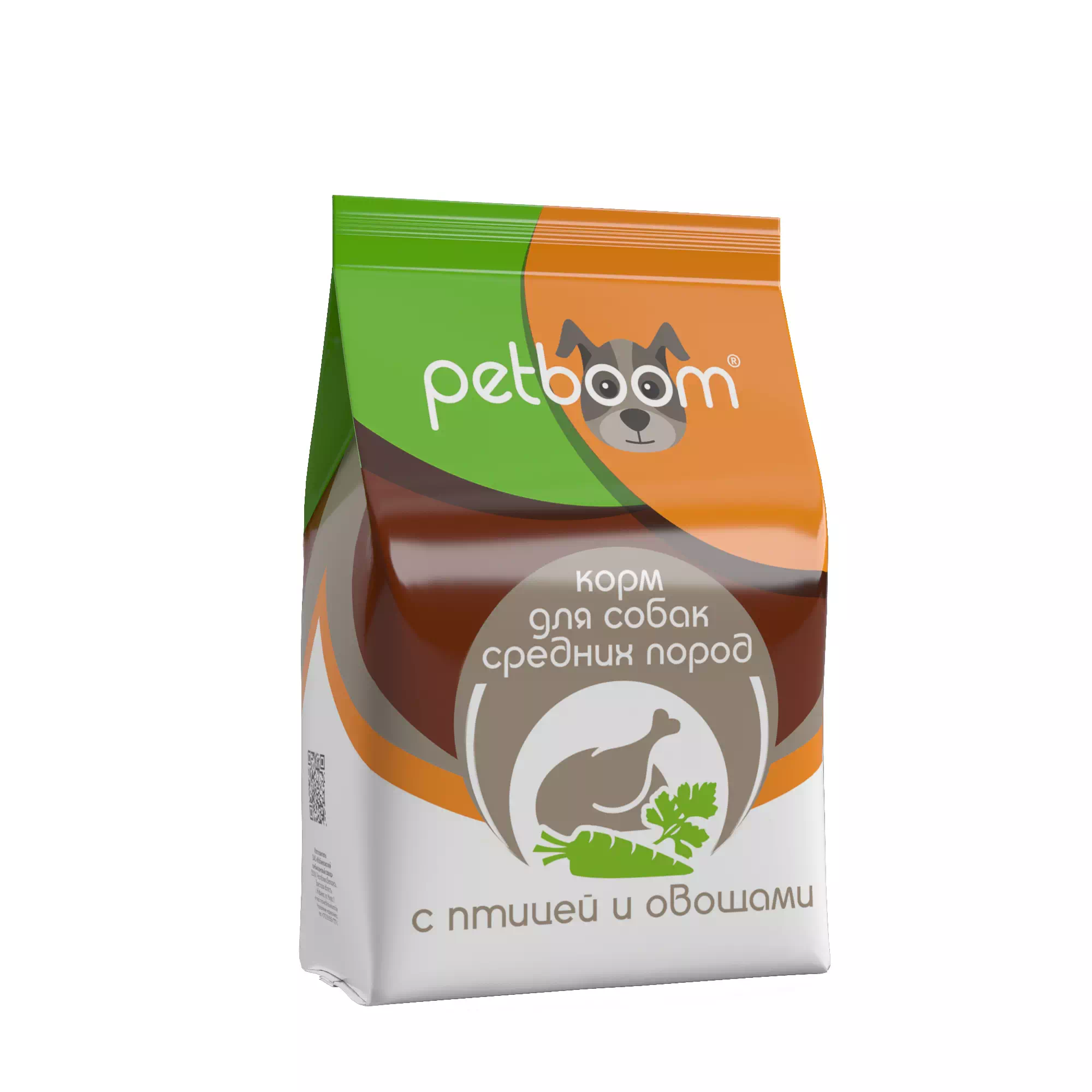 «PetBoom» корм сухой для взрослых собак средних пород с птицей и овощами