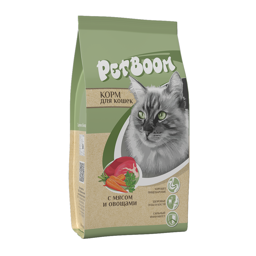 «Petboom» корм сухой для взрослых кошек с мясом и овощами